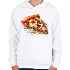 PRINTFASHION Pizza - Gyerek kapucnis pulóver - Fehér gyerek pulóver, kardigán