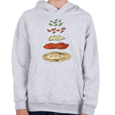 PRINTFASHION Pizza hozzávalók - Gyerek kapucnis pulóver - Sport szürke