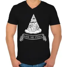 PRINTFASHION Pizza illuminati - Férfi V-nyakú póló - Fekete férfi póló