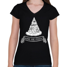 PRINTFASHION Pizza illuminati - Női V-nyakú póló - Fekete női póló