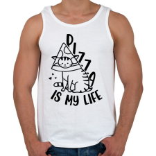 PRINTFASHION Pizza is my life - Férfi atléta - Fehér atléta, trikó