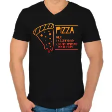 PRINTFASHION Pizza jelentése - Férfi V-nyakú póló - Fekete férfi póló