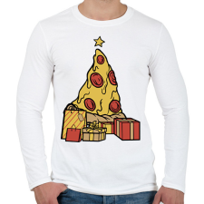 PRINTFASHION Pizza karácsonyfa - Férfi hosszú ujjú póló - Fehér férfi póló