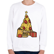 PRINTFASHION Pizza karácsonyfa - Gyerek pulóver - Fehér gyerek pulóver, kardigán