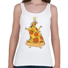 PRINTFASHION Pizza karácsonyfa - Női atléta - Fehér női trikó