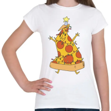 PRINTFASHION Pizza karácsonyfa - Női póló - Fehér