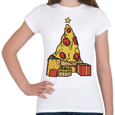 PRINTFASHION Pizza karácsonyfa - Női póló - Fehér női póló