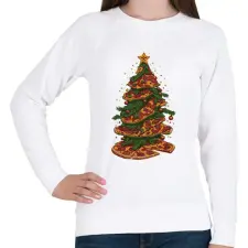 PRINTFASHION Pizza karácsonyfa - Női pulóver - Fehér női pulóver, kardigán
