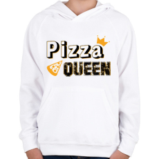 PRINTFASHION Pizza királynő - Gyerek kapucnis pulóver - Fehér