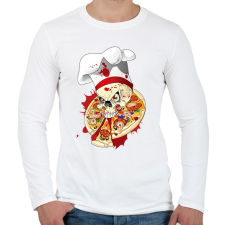 PRINTFASHION Pizza Koponya Szakács - Férfi hosszú ujjú póló - Fehér férfi póló