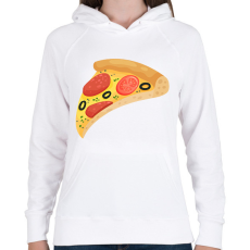 PRINTFASHION Pizza  - Női kapucnis pulóver - Fehér