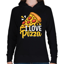 PRINTFASHION pizza  - Női kapucnis pulóver - Fekete női pulóver, kardigán