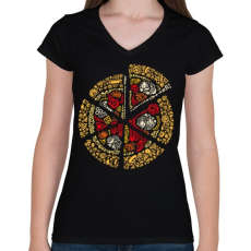 PRINTFASHION Pizza - Női V-nyakú póló - Fekete