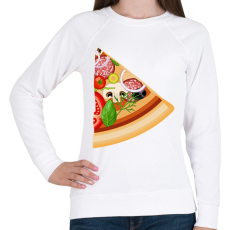 PRINTFASHION Pizza son - Női pulóver - Fehér