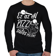 PRINTFASHION Pizza sütős pólóm - Férfi hosszú ujjú póló - Fekete