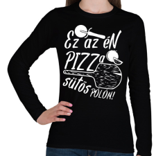 PRINTFASHION Pizza sütős pólóm - Női hosszú ujjú póló - Fekete női póló