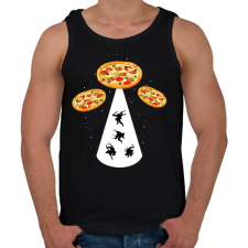 PRINTFASHION Pizza UFO - Férfi atléta - Fekete atléta, trikó