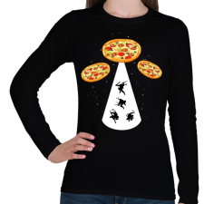 PRINTFASHION Pizza UFO - Női hosszú ujjú póló - Fekete női póló