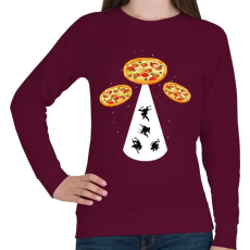 PRINTFASHION Pizza UFO - Női pulóver - Bordó