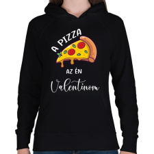 PRINTFASHION Pizza Valentin nap - Női kapucnis pulóver - Fekete női pulóver, kardigán