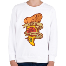 PRINTFASHION Pizza valentin napra - Gyerek pulóver - Fehér gyerek pulóver, kardigán