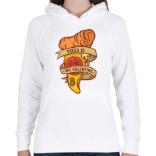 PRINTFASHION Pizza valentin napra - Női kapucnis pulóver - Fehér női pulóver, kardigán