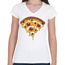 PRINTFASHION Pizza Wi-Fi - Női V-nyakú póló - Fehér női póló