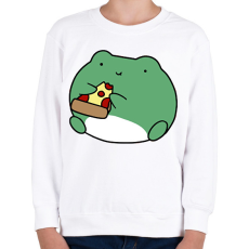 PRINTFASHION Pizzát evő béka - Gyerek pulóver - Fehér