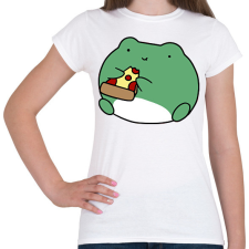 PRINTFASHION Pizzát evő béka - Női póló - Fehér női póló