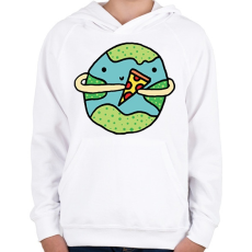PRINTFASHION Pizzearth! - Gyerek kapucnis pulóver - Fehér