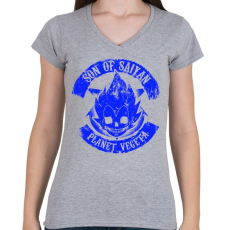 PRINTFASHION Planet Vegeta - Son of Saiyan - Női V-nyakú póló - Sport szürke