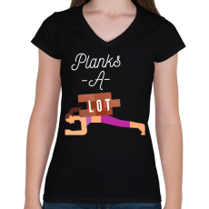 PRINTFASHION Planks A-Lot - Női V-nyakú póló - Fekete