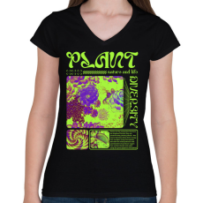 PRINTFASHION Plant - Streetwear - Női V-nyakú póló - Fekete