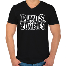 PRINTFASHION Plants vs Zombies - Férfi V-nyakú póló - Fekete