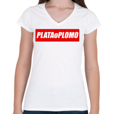PRINTFASHION Plata o Plomo - Női V-nyakú póló - Fehér