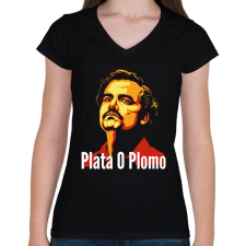 PRINTFASHION Plata O Plomo - Női V-nyakú póló - Fekete női póló