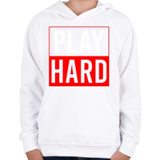 PRINTFASHION Play hard - Gyerek kapucnis pulóver - Fehér