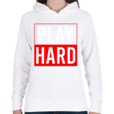 PRINTFASHION Play hard - Női kapucnis pulóver - Fehér női pulóver, kardigán