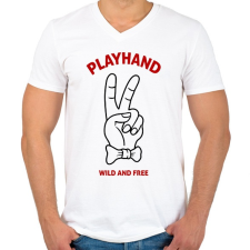 PRINTFASHION Playboy hand - Férfi V-nyakú póló - Fehér férfi póló