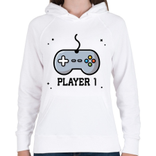 PRINTFASHION Player 1 páros póló - Női kapucnis pulóver - Fehér női pulóver, kardigán