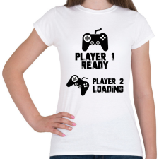 PRINTFASHION Player 1, Player 2 - Kismama - Női póló - Fehér női póló