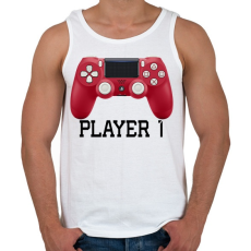 PRINTFASHION Player 1 PS4 páros póló - Férfi atléta - Fehér