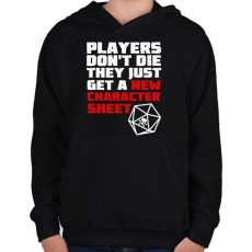 PRINTFASHION Players don't die - Gyerek kapucnis pulóver - Fekete