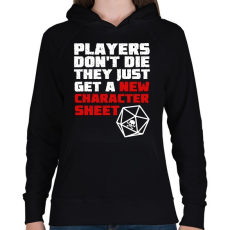 PRINTFASHION Players don't die - Női kapucnis pulóver - Fekete