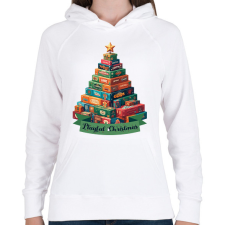 PRINTFASHION Playful Christmas - Női kapucnis pulóver - Fehér női pulóver, kardigán