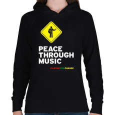 PRINTFASHION playin - Női kapucnis pulóver - Fekete