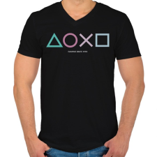 PRINTFASHION Playstation - Férfi V-nyakú póló - Fekete férfi póló