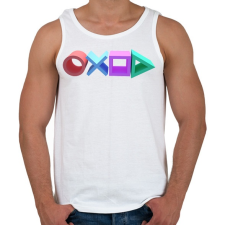 PRINTFASHION Playstation gombok logója - Férfi atléta - Fehér atléta, trikó