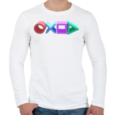PRINTFASHION Playstation gombok logója - Férfi hosszú ujjú póló - Fehér