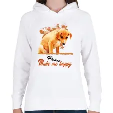 PRINTFASHION please make me happy - Női kapucnis pulóver - Fehér női pulóver, kardigán